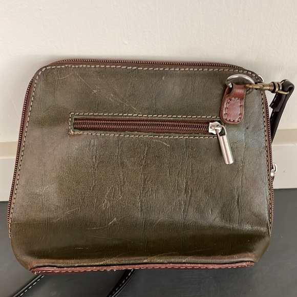 VERA PELLE Women's Brown Green Leather Handbag Purse Made in ITALY - Picture 3 of 5